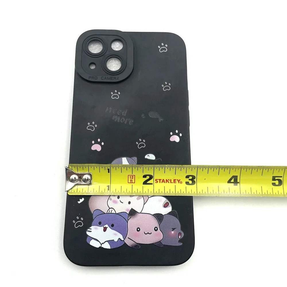 New iPhone 13 Cute Cat Stack Phone Case Paw Print Kawaii Black‎